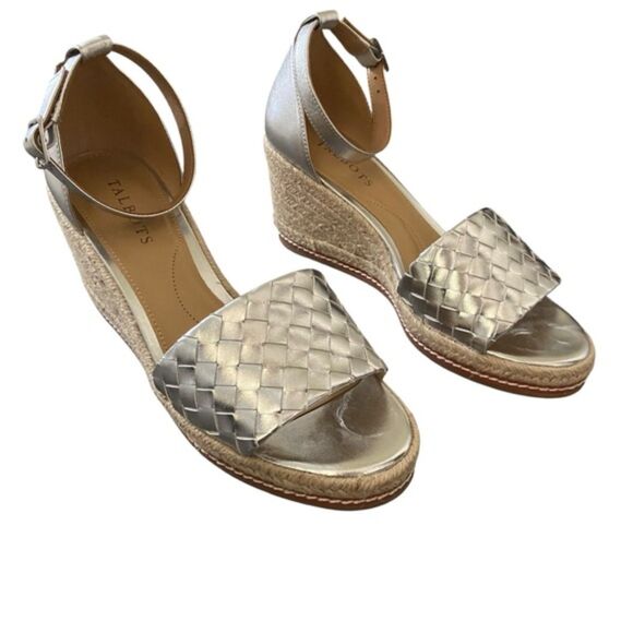 Talbots Saylor Woven Metallic Leather Espadrille Wedge Sandals Size 9M - Picture 3 of 7
